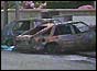 Car wrecks after the shooting