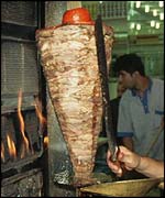 Spicy noodles are popular in Lanzhou - but kebabs are available too 
