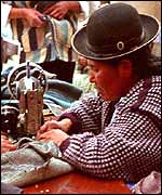 Bolivian ladies sewing