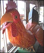 coffin in the shape of a chicken