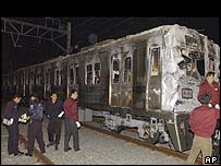 Burnt-out train