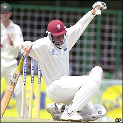 Jacobs falls over in action during his second innings