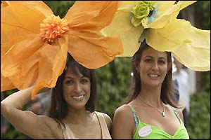 Models Jackie St. Clair and Kimberley Cowell go for flower power