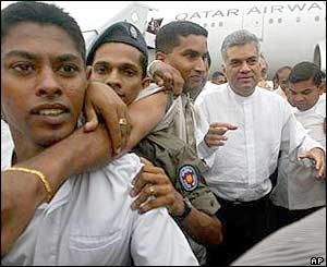 Ranil Wickramasinghe at Colombo airport
