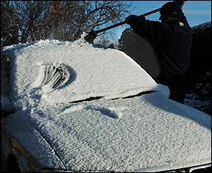 Snow-covered car