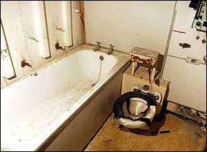 Bathroom aboard the ex-Royal Navy frigate Scylla