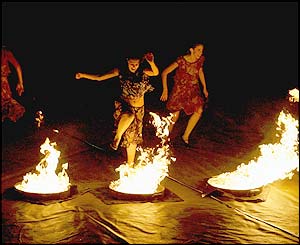 Performers entertain the huge crowd 