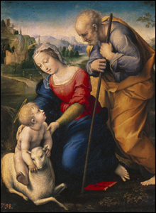 This painting shows The Holy Family with the Lamb, about 1507.