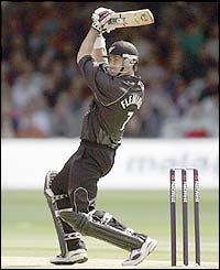 New Zealand captain Stephen Fleming plays a cut shot