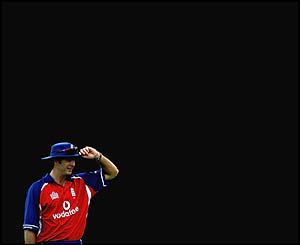 Michael Vaughan looks on as Zimbabwe's batsmen