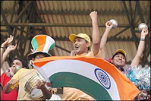 Indian fans celebrate in Bangalore