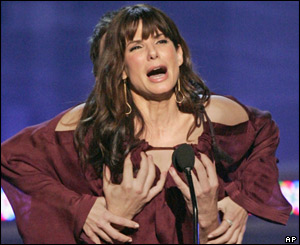 Sandra Bullock gets up close and personal with awards host Jimmy Fallon