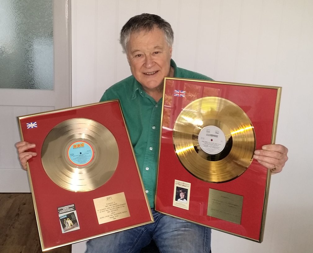 Humphrey Walwyn today, with two BBC Records gold discs