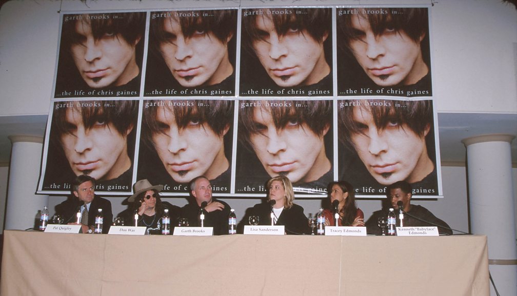 Garth Brookes (centre left) at the press launch of his Chris Gaines album