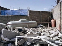 A propane gas tank