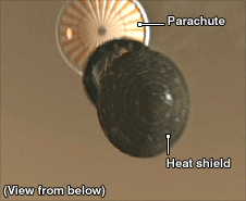 Phoenix with parachute and heat shield