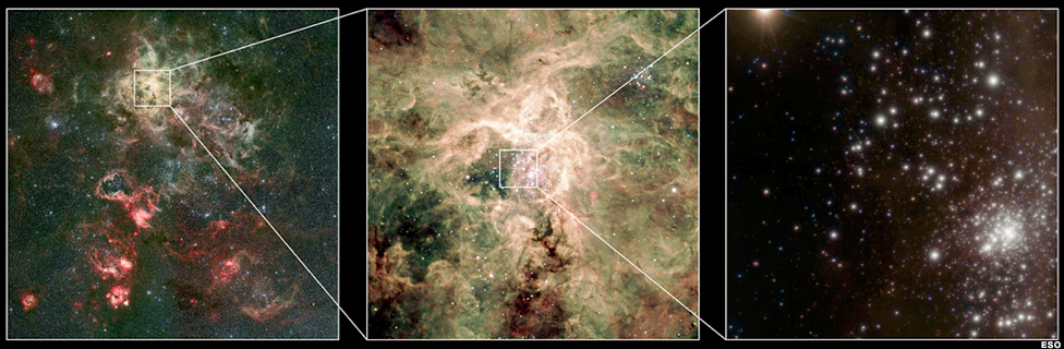 Zoomed in image of massive stars