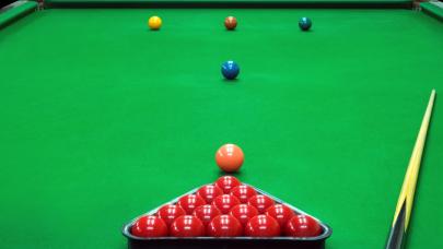 Snooker table ready for the start of a game