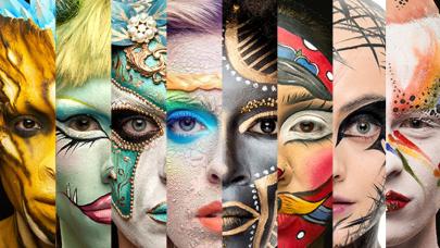 8 partially visible faces with makeup