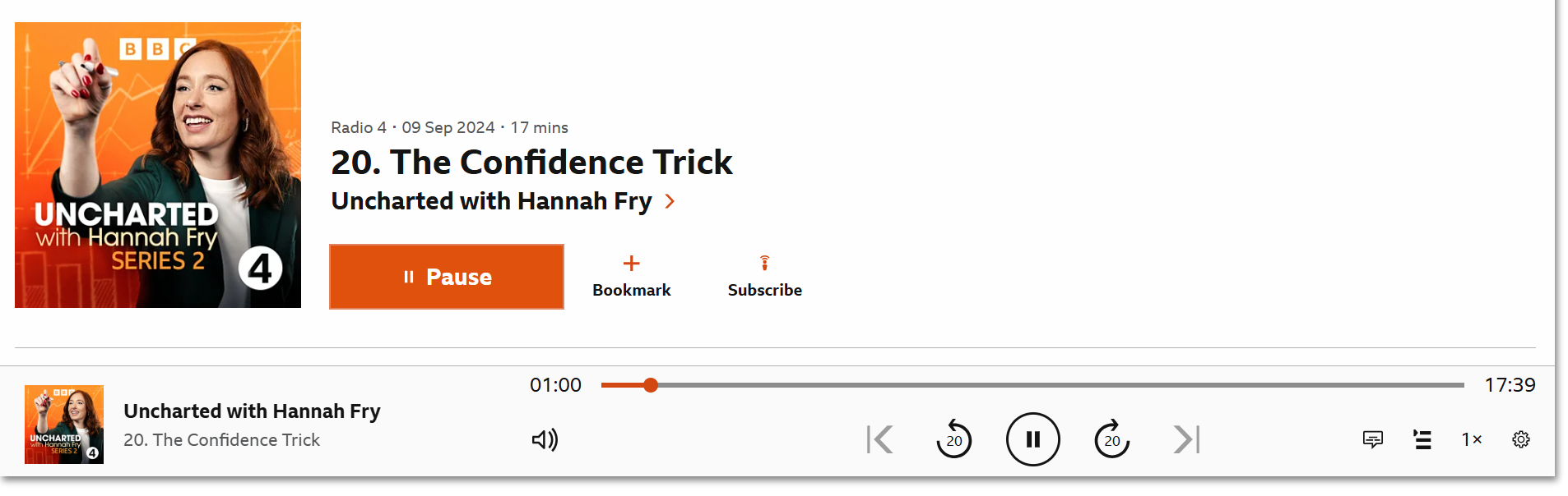 Image showing the playback page for an on-demand programme on the BBC Sounds website