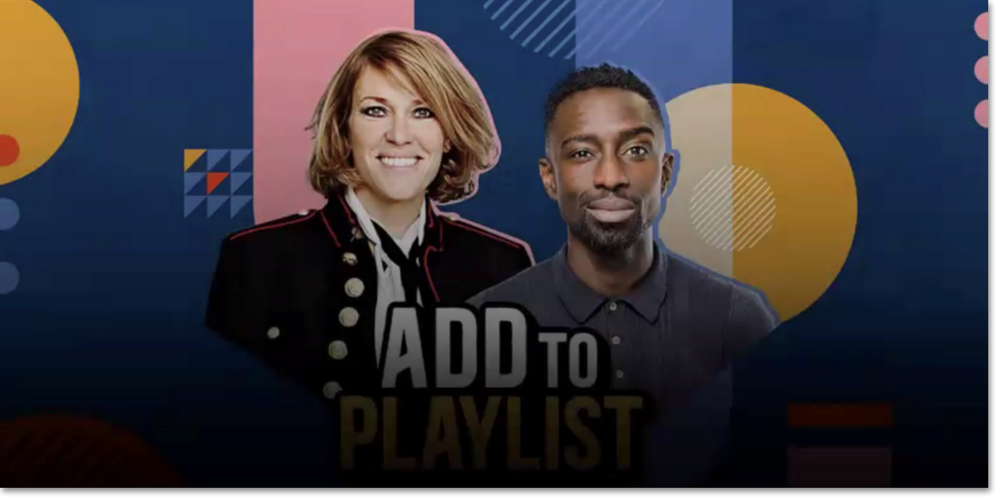 Screenshot of the BBC Sounds TV app screensaver. The image is of a recommended or promoted programme