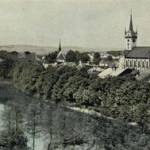 The border town and church as it appears from the Masaryk college side of boating lake.