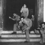 Calcutta, 1944. Me (extreme right) on the steps of one of the the palatial homes of the poet Rabindranath Tagore - opened to the RAF for the duration of the war. Here, I and my friends do a silly burlesque on the steps of the grand entrance.
