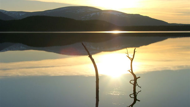 Jim Cornwall caught this reflection of the Cairngorm mountains in Loch Morlich.