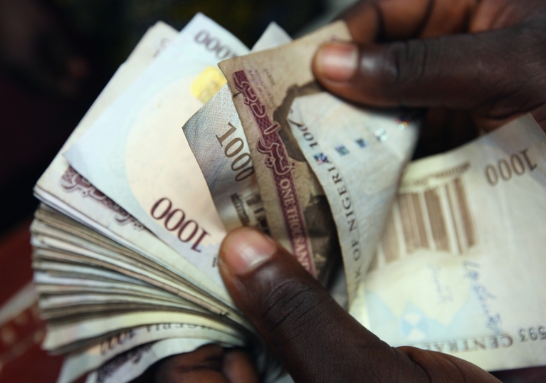 Nigerian naira notes being counted
