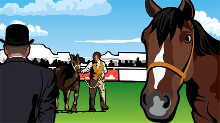 Graphic image of horse and people at the Royal Welsh showground