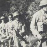 'C' Company advancing through the jungle, taken by CQMS Fred Weedman, 1944.