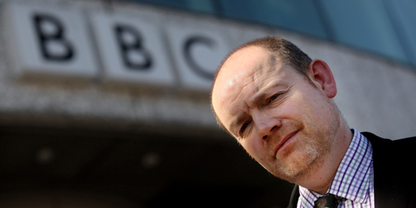 BBC Director General Mark Thompson outside Television Centre, London.