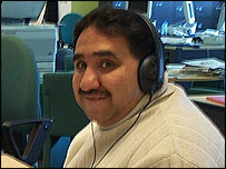 Mustaq Tufail in the Radio Sheffield newsroom