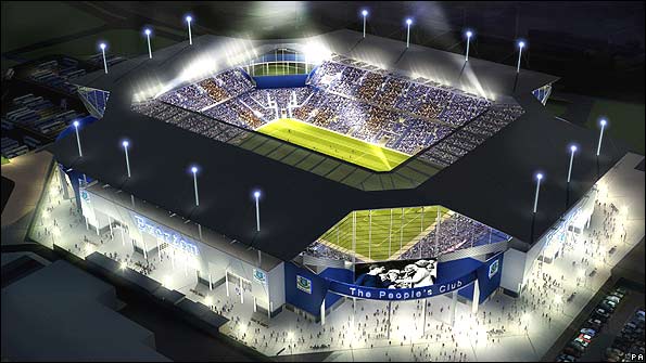 Artist's impression of proposed stadium at Kirkby