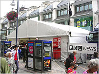 The outside of the tent