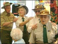 Veterans dance the conga