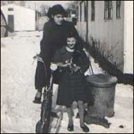 Sylvia and Jean outside their hut
