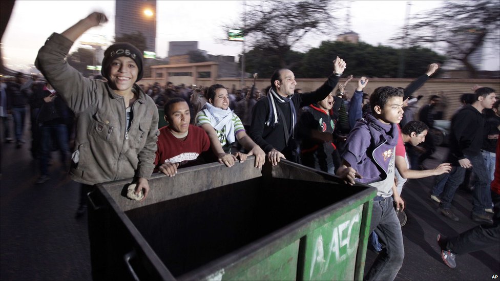 Protestors in the streets 