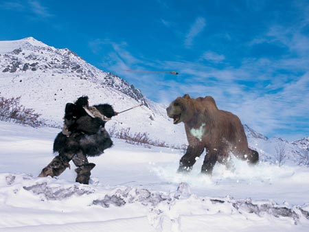 Hunter and short-faced bear