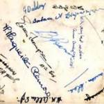 Signatures of all the girls, Platoon Commander and NCOs on passing out of ATS 3 Platoon D Company at No 7 Training Centre, Guildford, 1944