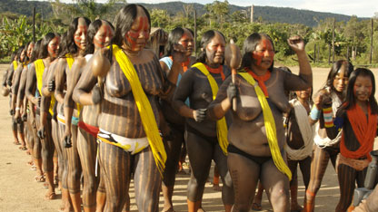 Some of the Kayapo women dancing