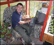 Brent Pilnick in the bus stop