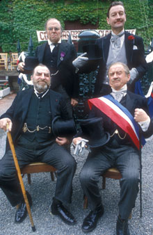 Kenneth Griffith, Aubrey Woods, Hugh Griffith and Cyril Cusack in the 1971 BBC drama Clochemerle