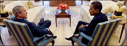 اوبامہ اور بش اوول آفس میں