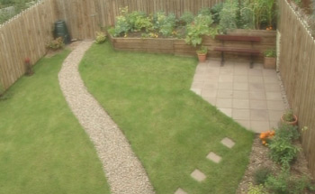 Aerial view of the finished garden. 
