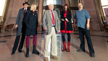 The five contestants from The Exhibitionists