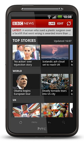 BBC News on an Android phone