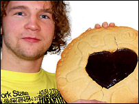 Simon Morgan and his giant biscuit