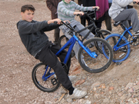 BMX rider waiting for the new park
