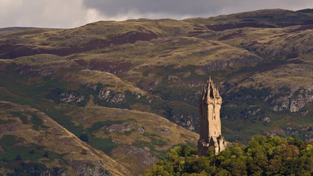 The National Wallace Monument near Stirling, set against hills